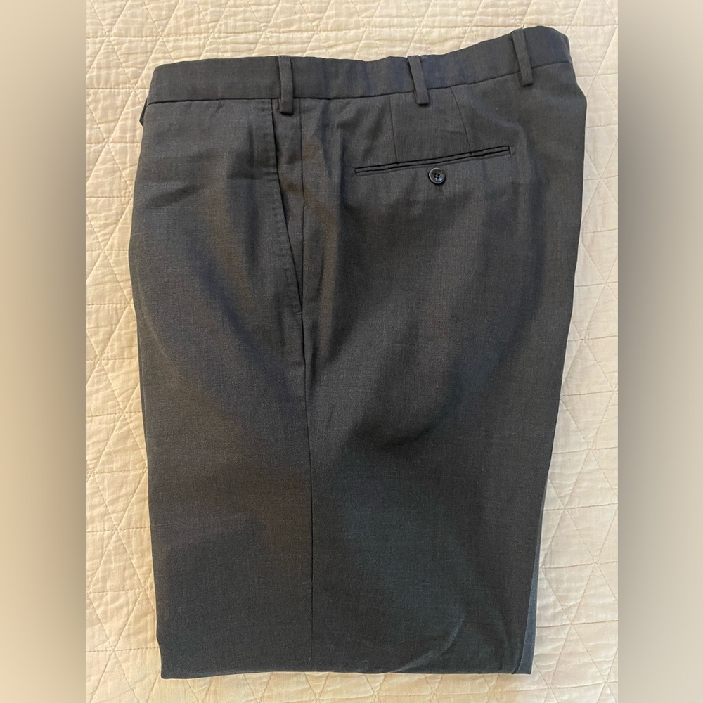 INCOTEX Made in Italy S150's Wool Flannel Flat Front Trouser in Charcoal Size 40